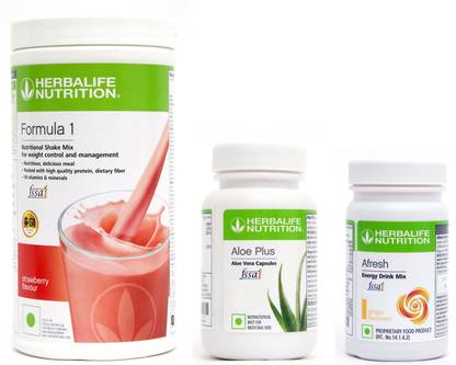 Herbalife Nutrition Formula 1 Shake Strawberry Flavor And Aloe Plus Tablet And Afresh Ginger Flavor Protein Shake