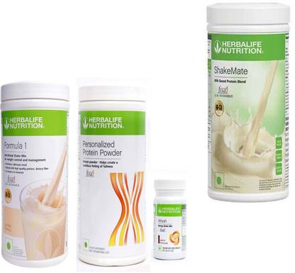 HERBALIFE FORMULA-1SHAKE VANILLA-+PROTEIN POWDER -400 +AFRESH -ELACHI-50- +SHAKEMATE Protein Shake