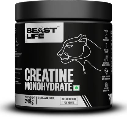 BeastLife Super Micronized Creatine Monohydrate Unflavoured 249g | NABL Lab Tested Creatine