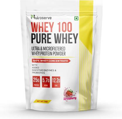 nutroserve Whey 100 Pure Whey Protein Powder with Digestive Enzymes & Probiotics Whey Protein