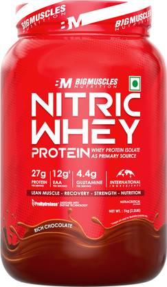 BIGMUSCLES NUTRITION Nitric Whey Protein | 27g Whey Protein Isolate with ProHydrolase Enzyme Tech. | Whey Protein
