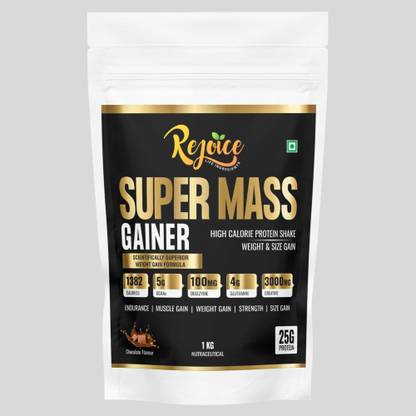 Rejoice Life Ingredients Super Mass Gainer Powder 1KG Chocolate Flavour Weight & Size Gain (25G Protein) Weight Gainers/Mass Gainers