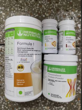 HERBALIFE F1 SHAKE MIX-BANANA,AFRESH-GINGER,ELAICHI,PP-200GM(PACK OF 4) Protein Shake