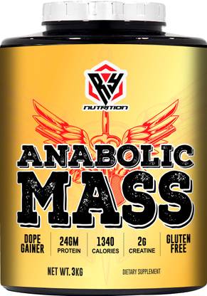 RY Nutrition Anabolic Mass Gainer For Bulk Mass Calories 1340 (Strawberry 6.6Lbs) Weight Gainers/Mass Gainers