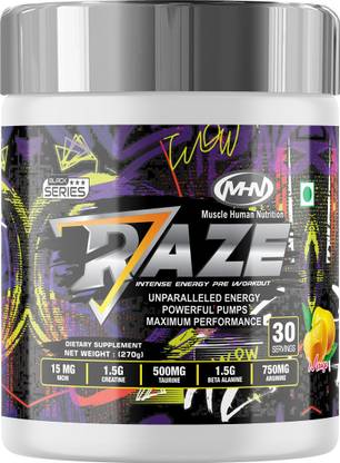 MHN Raze 270gm Mango Flavor 30 serving Intense Energy Pre Workout Powerful Pump Pre Workout