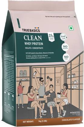 TrueBasics Clean Whey Protein Powder Isolate & Concentrate Blend | 25g Protein per Scoop Whey Protein