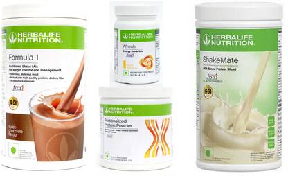 HERBALIFE Formula 1 Chocolate + Protein Powder 200 G + Afresh - Lemon + Shake Mate Protein Shake