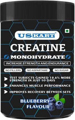 US KART Creatine Monohydrate Blueberry Flavor 100gm (Pack of 9) Increase Strength Creatine