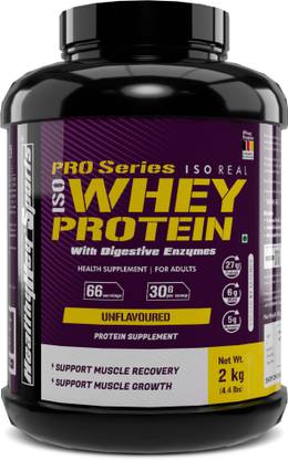 HealthyHey Sports ISO Whey Protein - ISOReal - Produced in USA - 90% Protein - (Unflavoured - 2 kg) Whey Protein