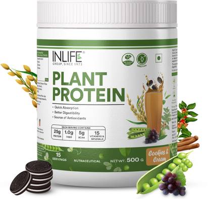 INLIFE Vegan Plant Based Protein Powder 24g Protein Men Women Plant-Based Protein