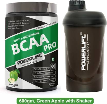 POWERLIFT BCAA Pro with Shaker, Reducing Muscle Breakdown added Electrolyte & Glutamine BCAA