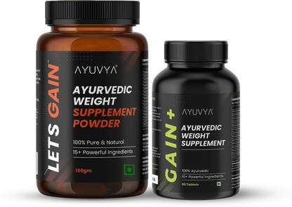 Ayuvya Ayurvedic Gain+ & Lets Gain 100% Ayurvedic Weight Gain Combo | Boost immunity Weight Gainers/Mass Gainers