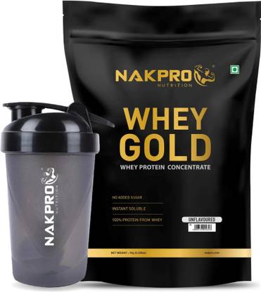 Nakpro Gold Whey Protein Isolate Powder with Shaker Bottle (500ml) | Whey Protein