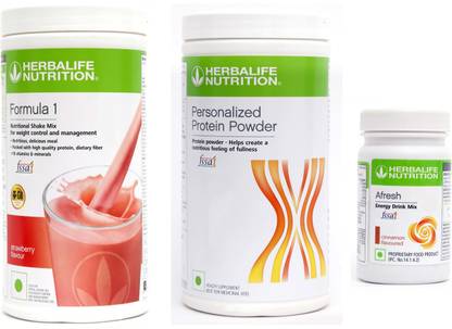 Herbalife Nutrition FORMULA-1SHAKE STRAWBERRY-500GM+PP-400GM+AFRESH CINNAMON-50 GM Whey Protein