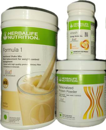 HERBALIFE F1 Shake Vanilla + Protein Powder 200 G + Afresh - Peach Protein Shake