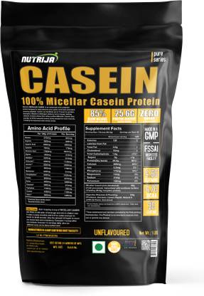 NutriJa Micellar Casein 85% Slow Digesting Night Protein with Added Digest Enzyme 1Lbs Whey Protein