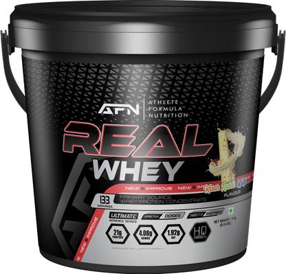 AFN Real Whey Primary Source Whey Protein Concentrate 4kg Caffe Latte 133 Serving Whey Protein
