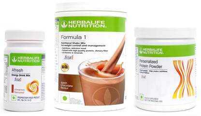 HERBALIFE FORMULA 1 CHOCOLATE (500gm)+ PROTIEN POWDER (200gm) + AFRESH CINNAMON (50g) Plant-Based Protein