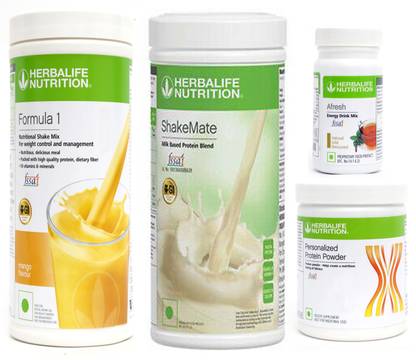 HERBALIFE Formula 1 Shake Mango+ Protein Powder 200 G + Afresh - Tulsi + Shake Mate Protein Shake