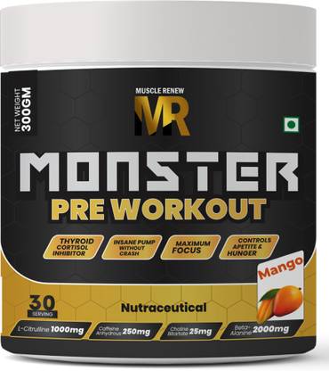 MUSCLE RENEW Monster Pre-Workout|30 Serving|300g|Boosts Energy & Performance Pre Workout