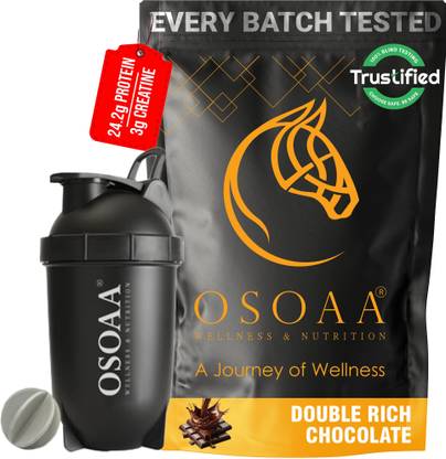 Osoaa Impact Whey 1Kg with Shaker 24g Protein with 3g Creatine (Trustified, Certified) Whey Protein