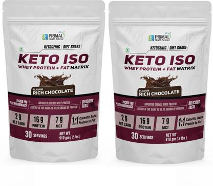 PRIMAL HEALTH SCIENCE Keto Isolate Whey Protein With MCT | 33 Serving | Extra Leucine for Muscle Gain. Protein Shake