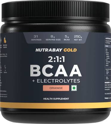 Nutrabay Gold BCAA 2:1:1 with Electrolytes, 5g Vegan BCAAs for Muscle Recovery & Strength BCAA