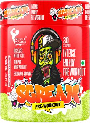 Muscle Weapon Scream Preworkout 30 Servings with Laser Sharp Focus Pre Workout