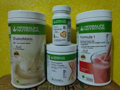 HERBALIFE F1 STRAWBERRY SHAKE & AFRESH ELAICHI PARTEIN & POWDER 200GM & SHAKEMATE Protein Shake