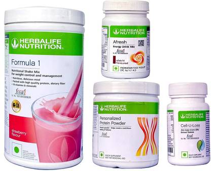 Herbalife Nutrition Herbalife Strawberry Shake + Cell U Loss + Afresh Lemon + Protein Powder 200gm Protein Shake