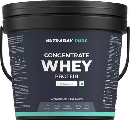 Nutrabay Pure 100% Raw Whey Protein Concentrate, 23.4g Protein Whey Protein