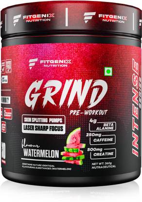 Fitgenix Nutrition Grind Pre Workout | 250mg Caffeine | 250mg Theanine | 4000mg Beta Alanine Pre Workout
