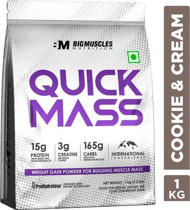 BIGMUSCLES NUTRITION Quick Mass Gainer | With Creatine Monohydrate & Prohydrolase Tech | High Protein Weight Gainers/Mass Gainers
