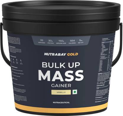 Nutrabay Gold Bulk Mass Gainer, 30g Protein, 554 Calories, Carbs to Protein Blend (3:1) Weight Gainers/Mass Gainers