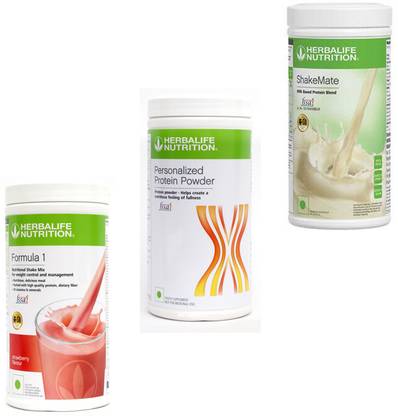HERBALIFE FORMULA 1 STRAWBERRY & PROTIEN POWDER 400 GRAM & SHAKEMATE MILK POWDER 500 GRAM Plant-Based Protein
