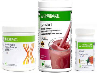 HERBALIFE FORMULA1 ROSE KHEER 500 G PROTIEN 200 G AFRESH ENERGY DRINK TULSI 50 G Whey Protein