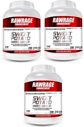 Rawrage Extreme Muscle Builder Sweet Potato mass gainer 19.8 lbs (Chocolate, 9 kg) Weight Gainers/Mass Gainers