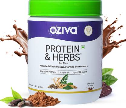 OZiva Protein & Herbs for Men|Muscle Building|Recovery & Stamina|No Sugar| Gluten Free Whey Protein