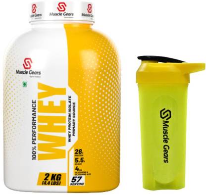 Muscle Gears Performance Whey Protein with Typhoon Blender Shaker Sipper Bottle. Whey Protein