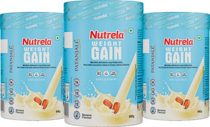 PATANJALI Nutrela Weight Gain Powder, 500g (Pack of 3) Weight Gainers/Mass Gainers