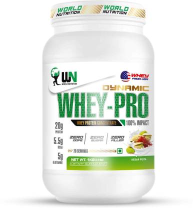WN WORLD NUTRITION Dynamic Whey-Pro Concentrate with 20g Protein, 5.5g BCAA, 5g Glutamine Whey Protein