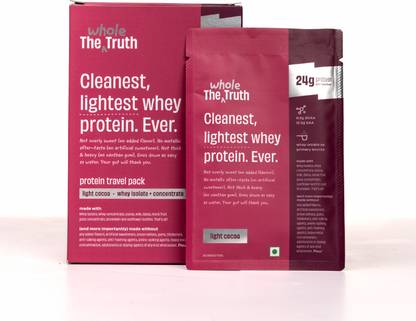 The Whole Truth Whey Protein Isolate + Concentrate | Light Cocoa | Pack of 6 |24g Protein/Sachet Whey Protein