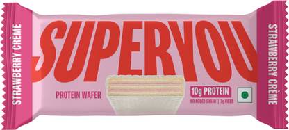 SUPERYOU Strawberry 10g Protein Wafer Bar with 3g Fiber & 0g Added Sugar - (Pack of 1) Protein Bars