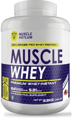 Muscle Asylum Muscle Whey 100% Whey Protein, Kesar Pista Flavor (50 Servings) - 2 Kg (4.4Lbs) Whey Protein