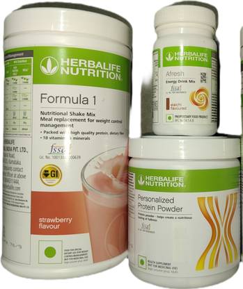 HERBALIFE Formula 1 Strawberry + Protein Powder 200 G + Afresh - Eilachi Protein Shake