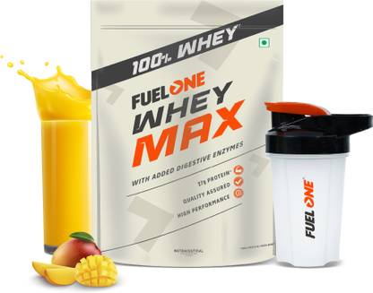 FUELONE Whey Max, Whey Protein Concentrate & Whey Protein Isolate, 27g Protein & Shaker Whey Protein