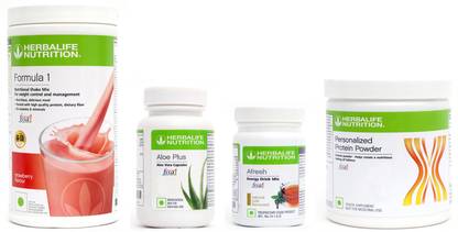 HERBALIFE Formula 1 Shake Strawberry +Aloe Plus Tablet+ Protein Powder+ Afresh Tulsi Protein Shake