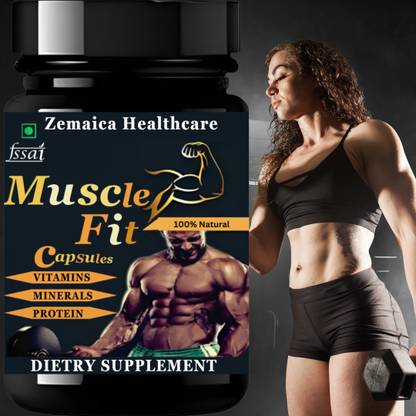 Zemaica Healthcare Muscle Fit | Ayurvedic Product | Weight Gain Protein | Muscle | Capsule Plant-Based Protein