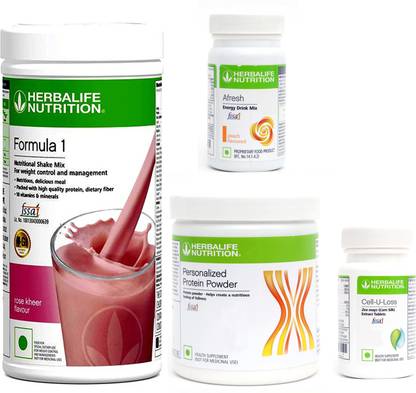 HERBALIFE FORMULA1ROSE KHEER 500PROTIEN 200 G AFRESH ENERGY DRINK PEACH 50 G CELL U LOSS Whey Protein