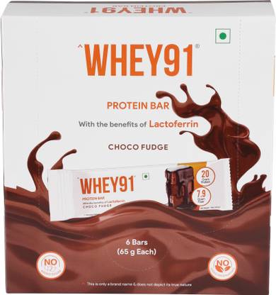 WHEY91 20g Protein, 7.3g Fiber, No Added Sugar, Pack of 6 Protein Bars